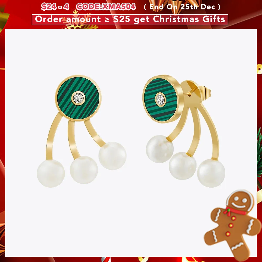 

ENFASHION Aretes De Mujer Peacock Green Disc Claw Stud Earrings With Pearl For Women's 18K Plated Gold Fashion Jewelry E231471