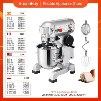 VEVOR Impastatrice Planetaria 10/15/20L Elettrica 3 Velocità Regolabile da Tavolo, Impastatrice Elettrica da Cucina per Farina Uova Crema Carne Ciotola 10L Velocità Regolabile, Impastatrice Planetaria 450/750/600/1100W 1