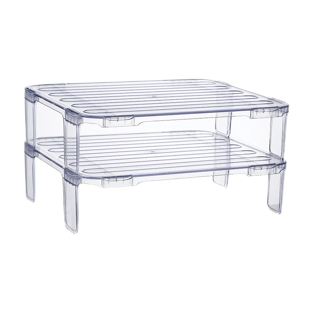 

Storage Shelf Fridge Organizer Rack Racks Clear Container Stackable Refrigerator Cabinet Freezer Plates Clear