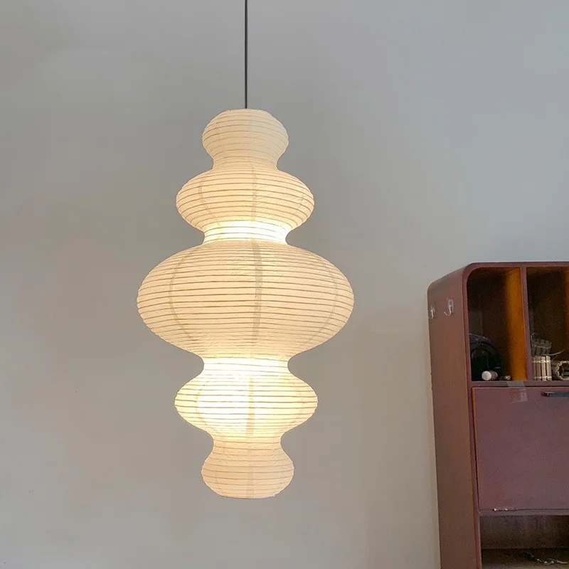 

Japanese Akari Noguchi Yong Pendant Lights White Rice Paper Decorative Hanging Lamp for Living/Dining Room Loft Study Bedroom