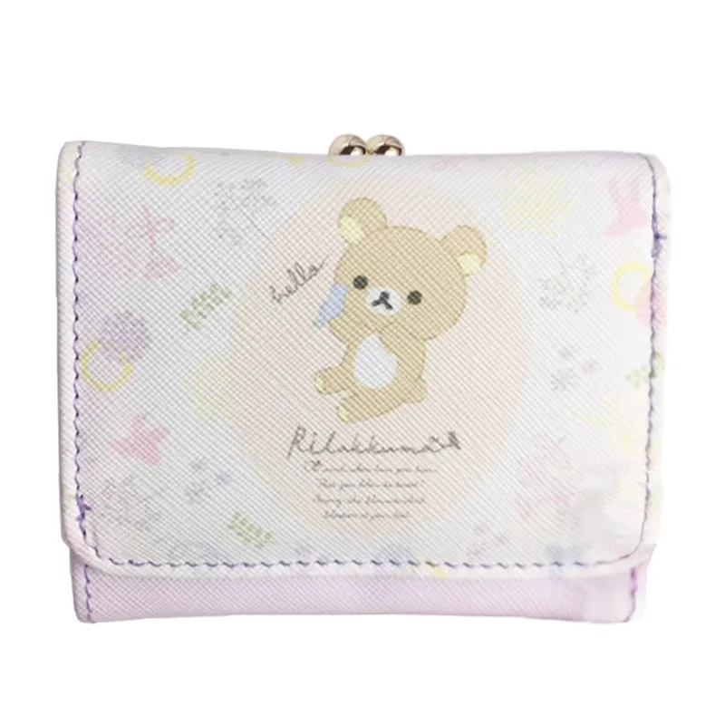 

Cute Rilakkuma Wallet Purse Cartoon Bear Leather Short Wallets for Women Ladies Anime Kawaii Small Purses Money Clips Bag