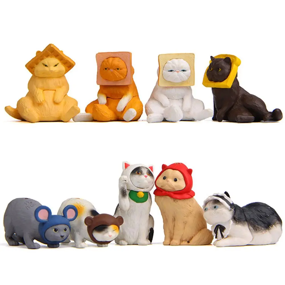 4/5/6PCS/Set Cute Cat Figures Toys Cartoon Character Garden Ornament