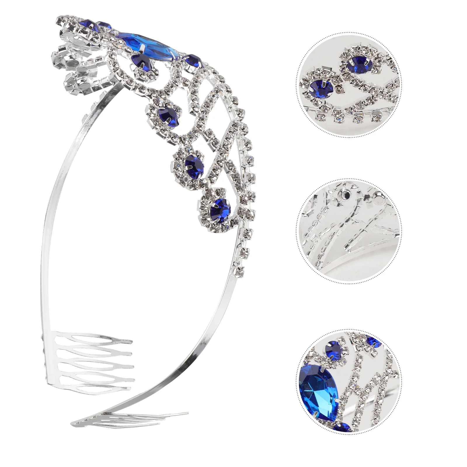 

Bridal Headpieces Baroque Tiara Crown Crystal Rhinestones Vintage Wedding Bridal Tiara Birthday Queen Crown Headband (Blue