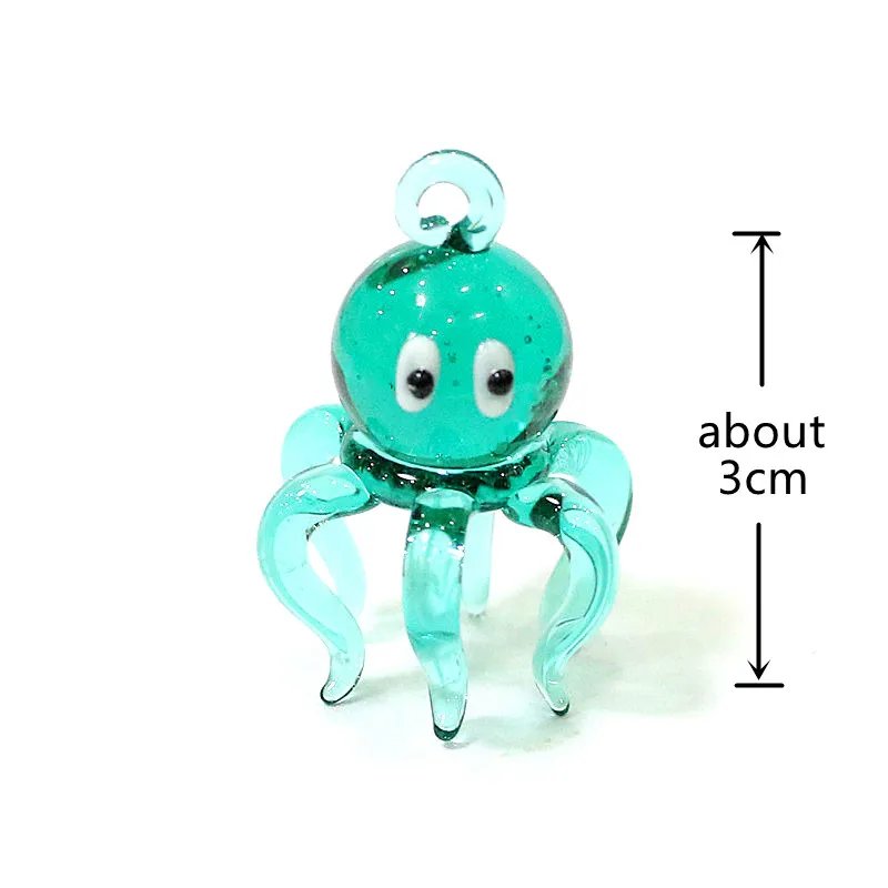 Cute Murano Glass Octopus Mini Figurine Pendant Aquarium Decor Hanging Sea Animal Ornament Female DIY Jewelry Making Accessories crystal hanging decoration,crystal ornament,wall hanging pendant,crystal wall hanging,glass pendant ornament,charm decoration