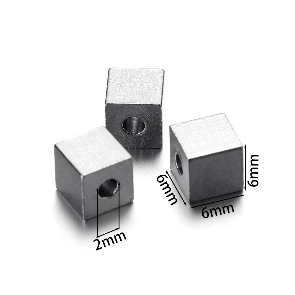 20 Teile/los Edelstahl Quadrat Quader Rocailles Groß Lose Spacer Perlen Für DIY Armband Erkenntnisse Schmuck Machen Liefert – Detail 8