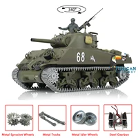 2.4G Henglong 1/16 Scale M4A3 Sherman Short Barrel RTR RC Tank 3898 With Metal Tracks 1800mah Tank Battery 7.0 Upgraded Ver 1