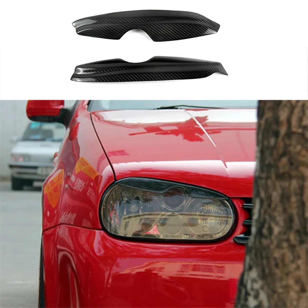 Carbon Fiber Car Headlight Lamp Eyebrow Sticker for Golf 4 MK4 IV 1999-2004 Front Headlight Trim
