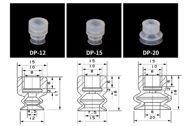 Pneumatic Suction Cup White Silicone Rubber 8mm Mounting Hole Sucker Big  Head Injection Molding Machine Manipulator Accessories