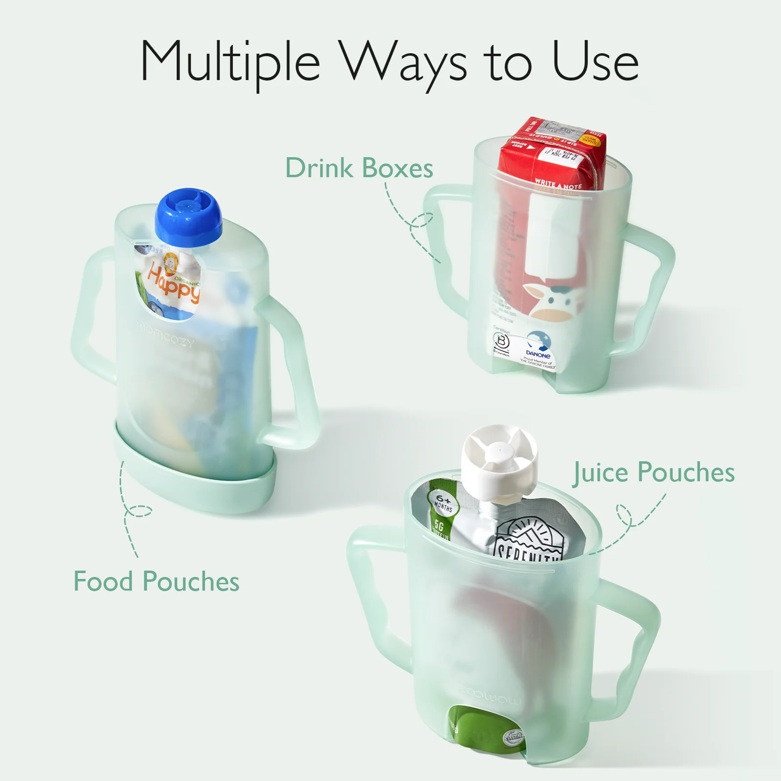 Momcozy Squeeze Pouch Holder Food Pouches and Drink Boxes Allows Baby to Self-feed Avoid Messes Easy to Grip