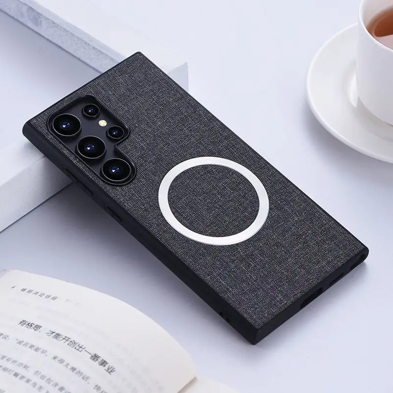 Sleek Fabric Case with Magnetic Charging Compatibility and Silicone Protection