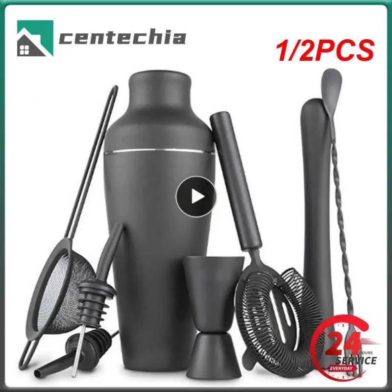 

Набор из 8 предметов, 1/2 шт., матовый черный коктейльный шейкер из нержавеющей стали, инструменты для бара, напиток