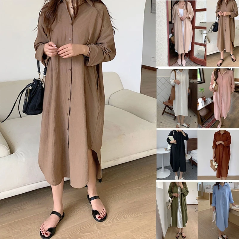 

Женская блузка с длинным рукавом, с отложным воротником, на пуговицах