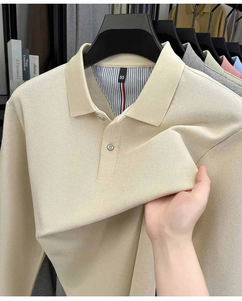 Men’s cotton long sleeve golf shirt for autumn outfits