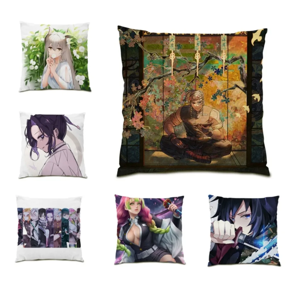 

Living Room Decoration Demon Slayer Anime Pillow Case Velvet Throw Pillow Covers Cushion Cover 45x45 Poster Square Sigle E0658