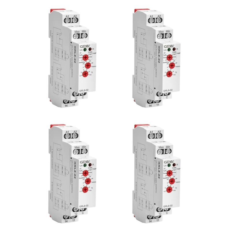 Geya-relé de Controle de Nível Líquido Relé de Bomba de Água de Tensão de Ampla Gama Grl802 10a Acdc24v240v 4x