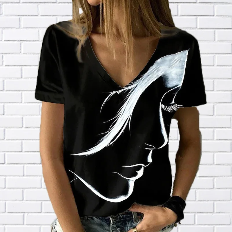 Sf12f1261cb7144609d2fdea070b49a23J - Abstract Portrait Painting T Shirt