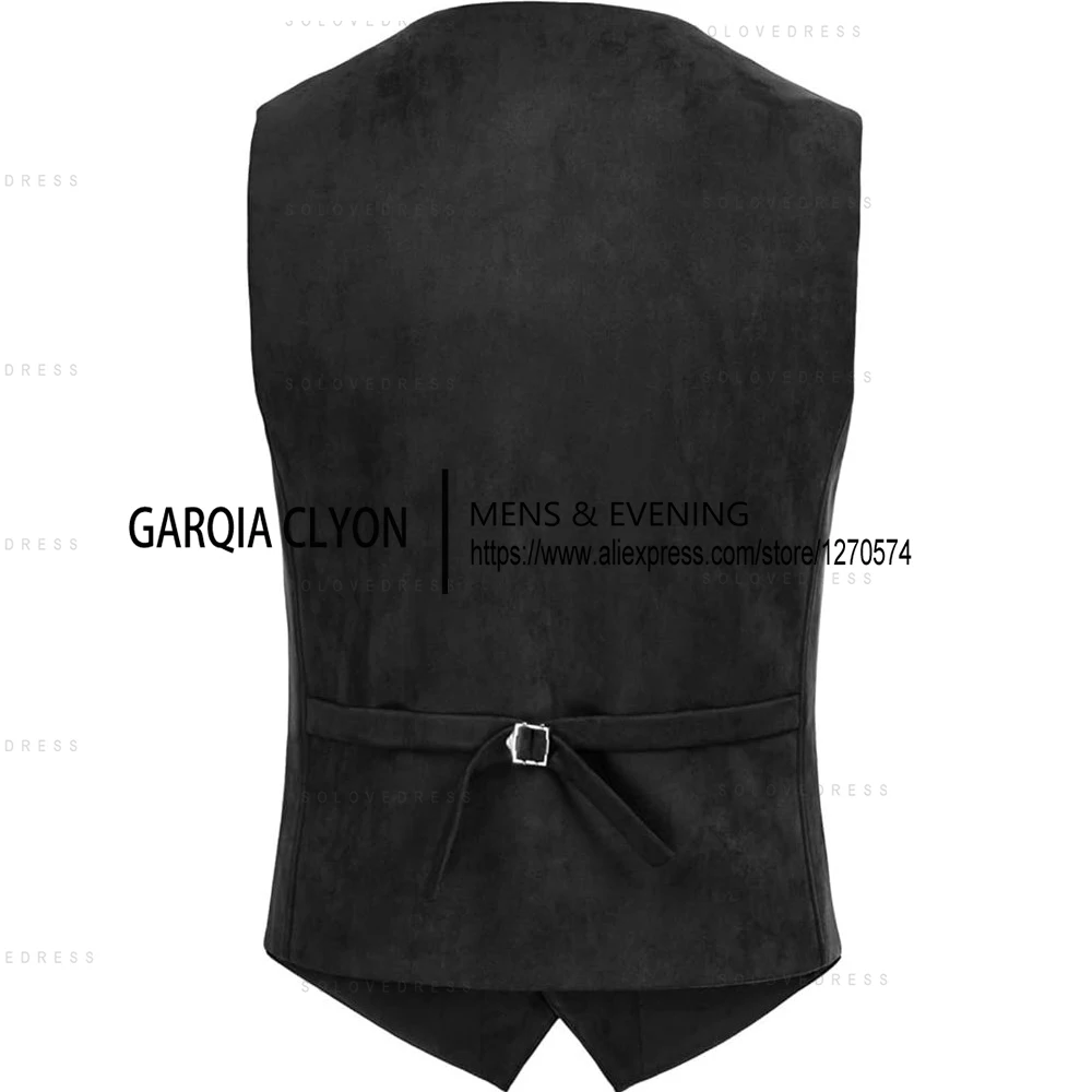 Classic Style V Neck Suede Vintage  Casual Western Cowboy Vest Single Breasted With Pockets Men's Waistcoat 2