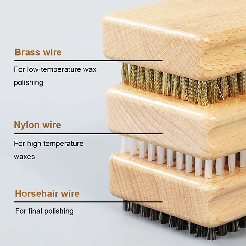 나무 손잡이 황동/나일론/말총 스키 왁싱 브러시 스노우보드 유지 관리 도구