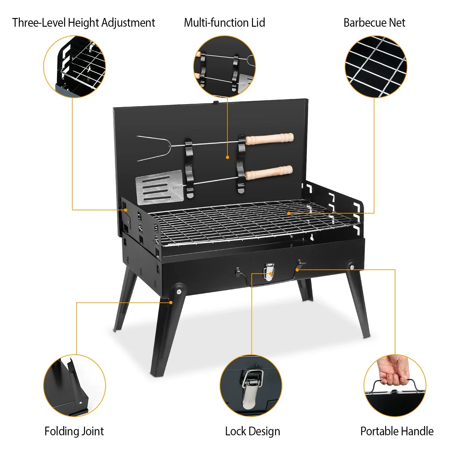 16.7x10x17.7in Portable Charcoal Grill 3