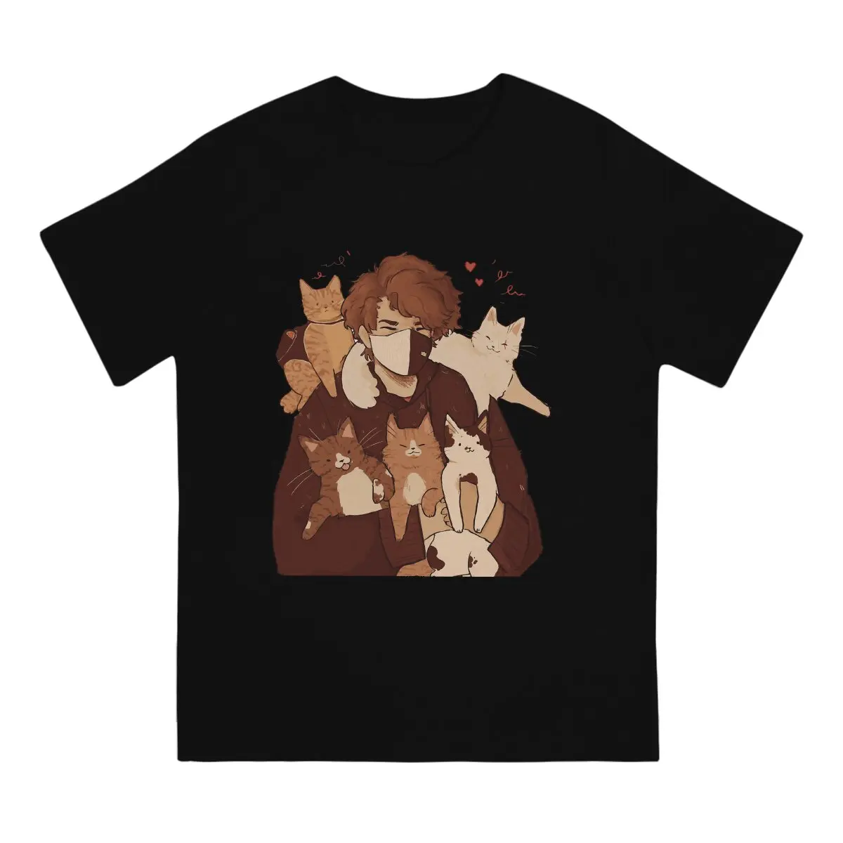 

Cute Love Cat T Shirts for Men Cotton Funny T-Shirt Crewneck Stray Game Tee Shirt Short Sleeve Tops Gift Idea