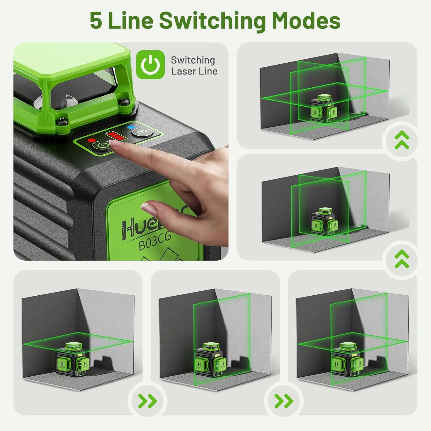 Laser Level 12 Lines 3D Green Lines Horizontal Vertical Cross Lines 360°Auto Sel
