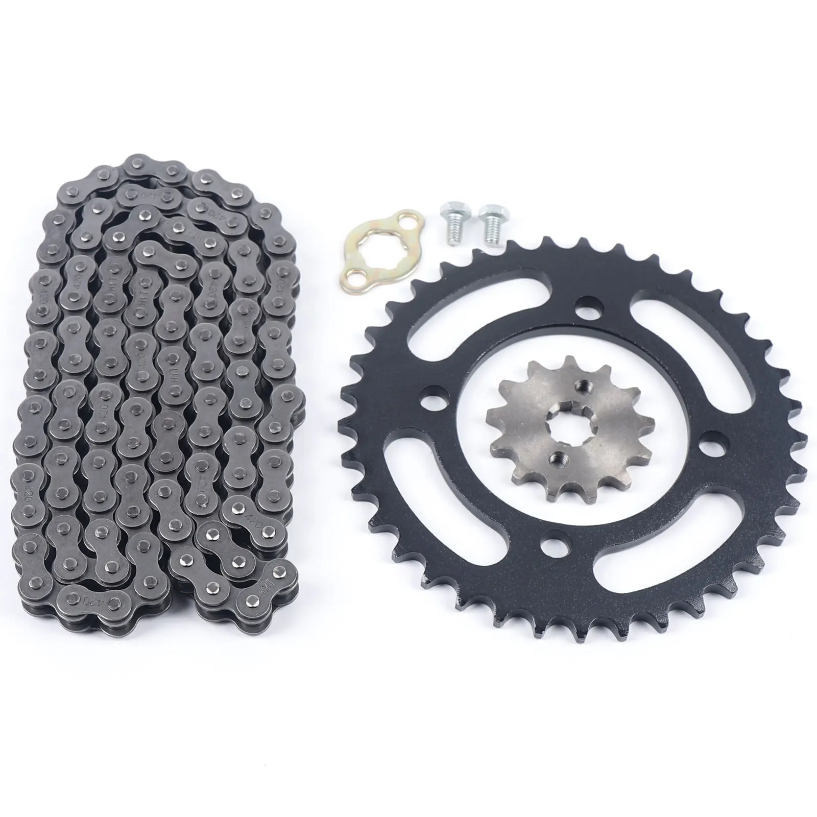 420 Chain and 13 Front and 37 Rear Sprocket Teeth Set for Pit Bike Go Kart SSR 110 125 CRF50 Baja 70 RM trianglelab black 20 6mm p5 teeth aluminum timing pulley belt pulley for 6mm synchronous belt gear wheel sprocket