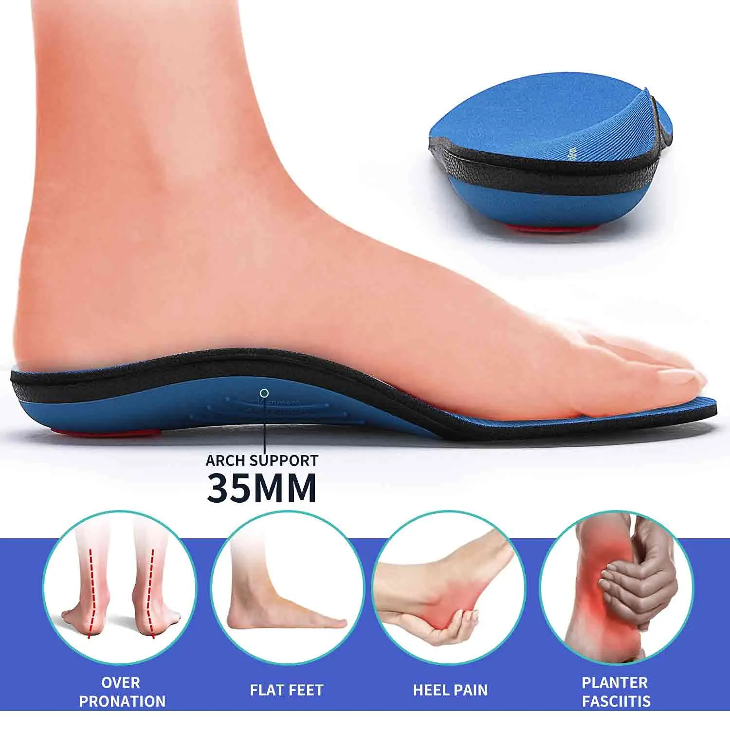 PCSsole Flat Feet Arch Support Orthopedic Insoles, Men Women Plantar Fasciitis Heel Pain Orthotic Insoles Sneakers Shoes Inserts