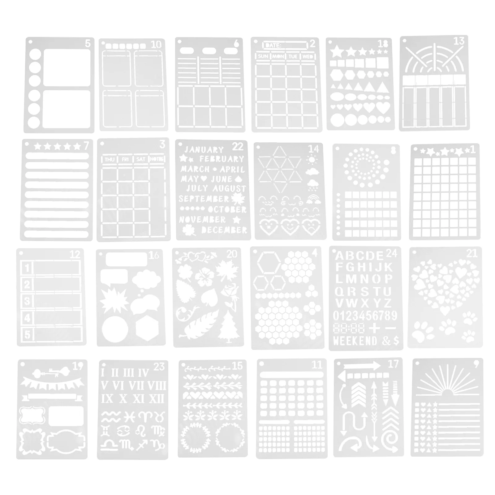 

24 Pcs Log Painting Template Scrapbooking Templates Notepad Journal Stencils Notebook Plastic for Graffiti