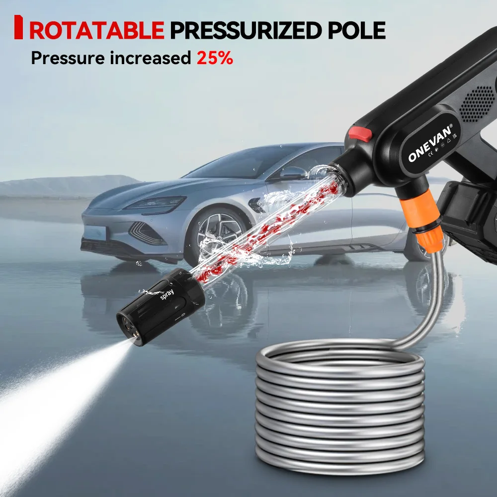 ONEVAN 250Bar Brushless Electric High Pressure Car Washer Gun 4.1L/min Water Cleaner Gun Power Tool for Makita 18V Battery 4