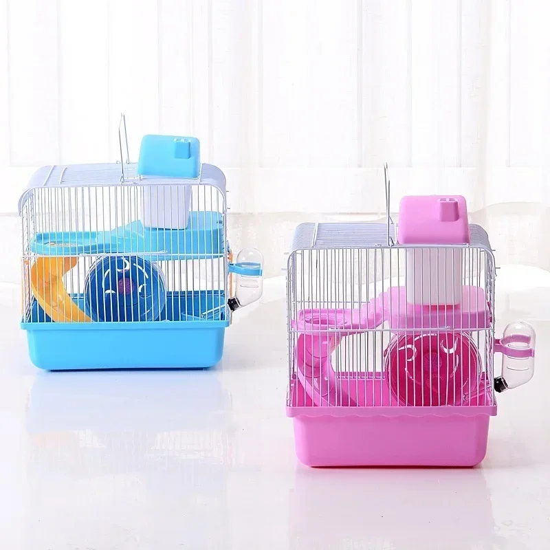

Hamster Cage Clear View 2 Layer Mouse Gerbil Castle Small Animal House (Size:23*17*30cm)
