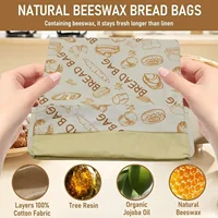 Beeswax Bread Bags for Sourdough 2 Pack Bread Bags for Homemade Bread Reusable Bread Bags with Beeswax Fabric Lining 12x17in 2