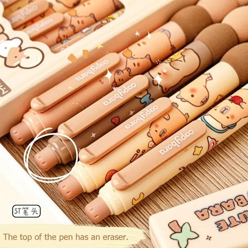 4Pcs Cartoon capibara erasable neutral pen