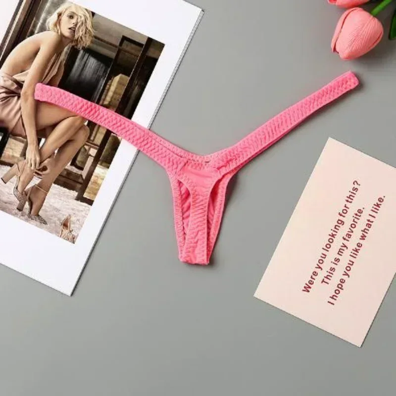 1/4 PCS Women's Thong Underwear G-string T-Back Lady Breathable Deep V Sexy Hot Low Waist Mini Panties Bikini Bottom Panty Women 2