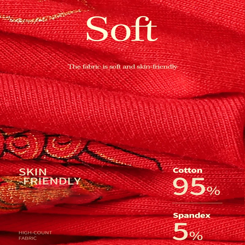 Nanjiiren New Style Men Underwear Bright Red Cotton Mens Boxer Shorts Moisture Absorption Underpants Elastic 3pcs Male Panties