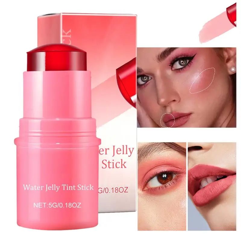 

Water Jelly Tint 3-in-1 Cheek Lip Tinted Moistured Blush Stick Eyes Cheek Lip Brighten Cream Lip Cheek Stain Makeup Blush 4 PCS