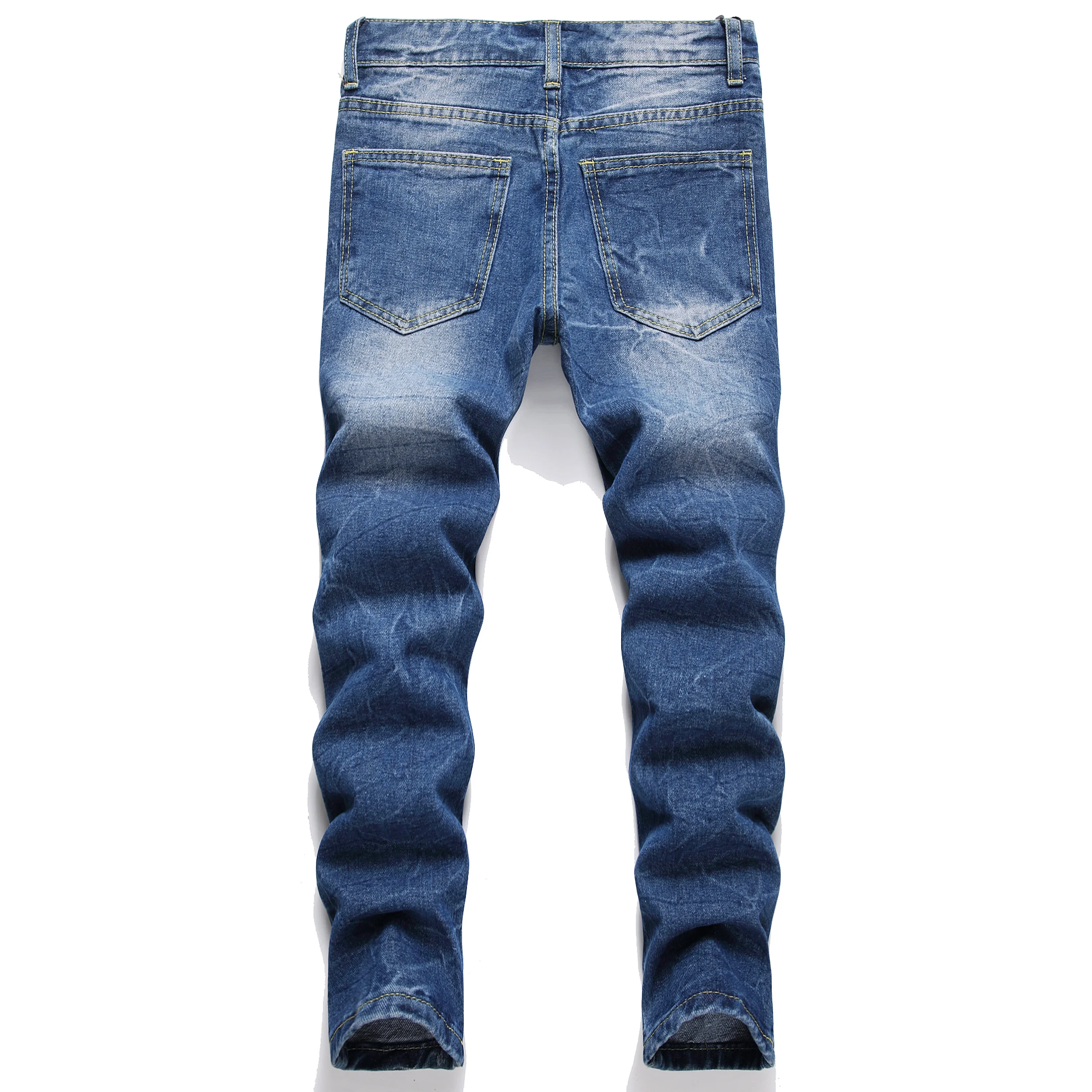 Boys' Cartoon Straight-leg Ripped Jeans Children Washed Non