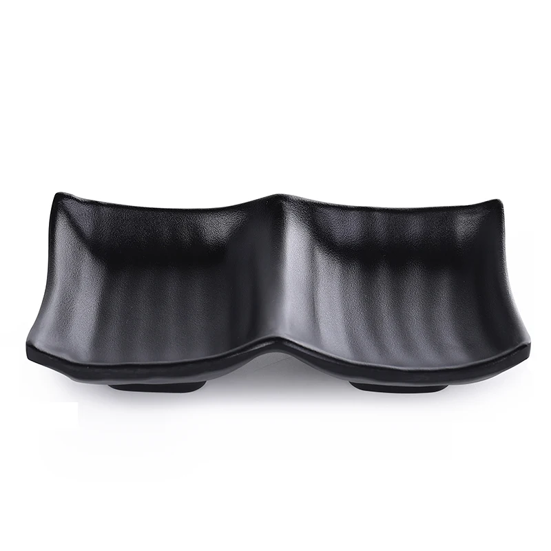 Black Melamine Japanese Style Multi Grid Flavor Plate Barbecue Dipping Plate Black Two/three Grid Soy Sauce Dish Snack Bowl