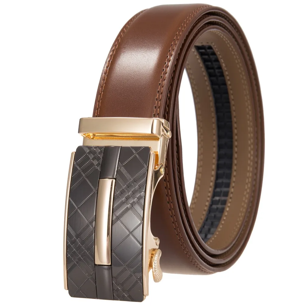 

100cm-130cm Ratchet Genuine Leather Belt for Men Alloy Automatic Buckle Silver Belt Male 35mm Cowhide Boss Belt Black Brown