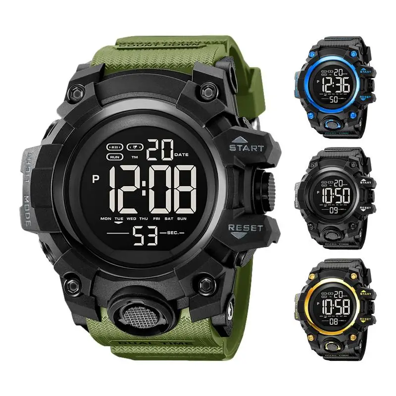 

Mens Watch Waterproof Male Clock Digital LED Display Analog Stopwatch Luxury Male Clock Waterproof Fashion Retro Male Watches