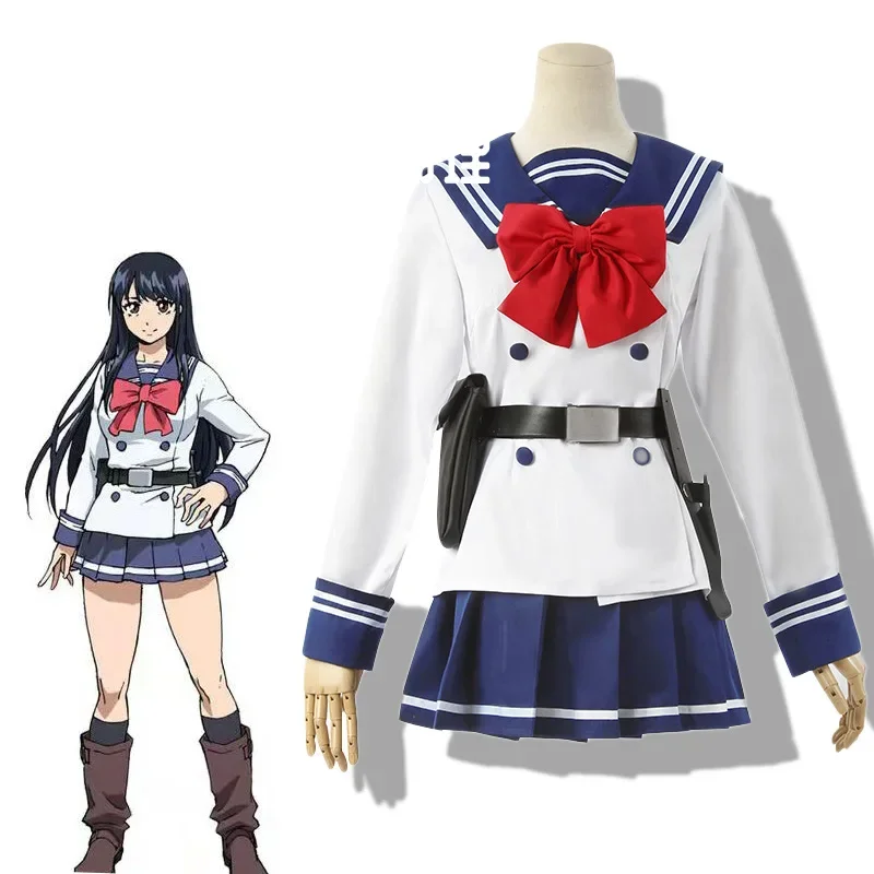 

Anime High-Rise Invasion Yuri Honjo Cosplay Costume Skirt Set Tenkuu Shinpan Long Wig JK Sailor Suit Halloween School Uniform