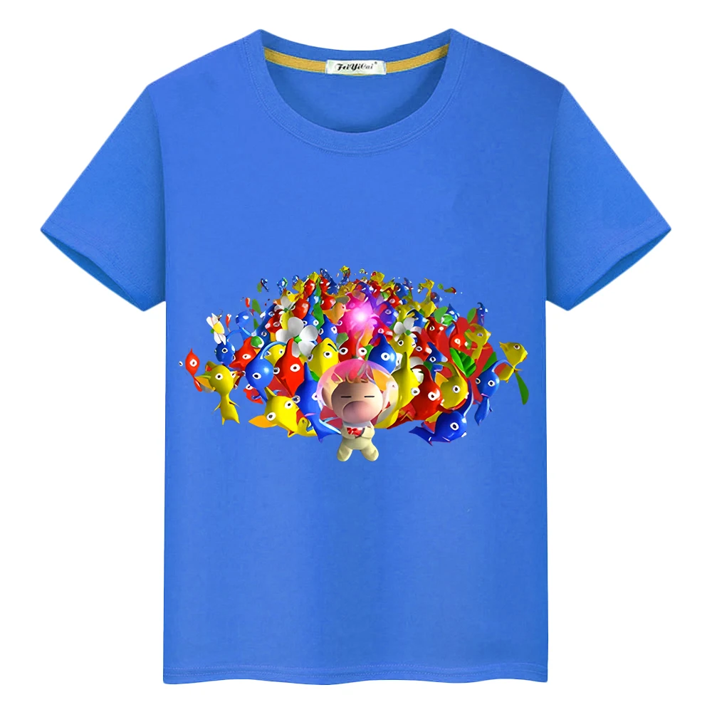 Vestiti Estivi Pikmin Cartoni Animati Stampa T-Shirt 100% Cotone Top Corti Ragazzo Ragazza Anime Tees Pride Tshirt Y2Kcute Tshirt Kid Day Gift