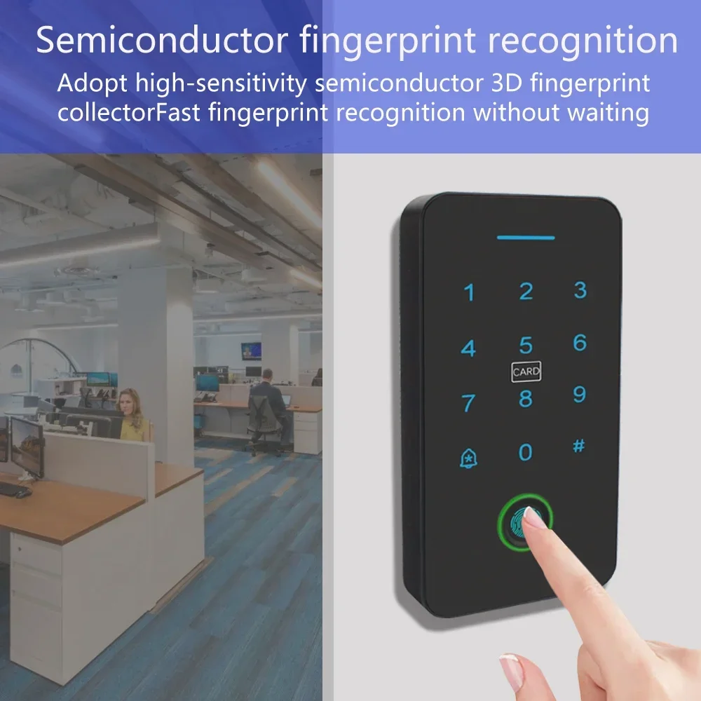 Waterproof NFC Bluetooth Tuya APP Access Control 13.56Mhz RFID Card Biometric Fingerprint Access Control Keypad Door Lock