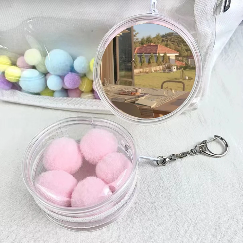 

58/75 мм круглая прозрачная коробка для загадок из ПВХ, искусственная подставка для сумки на молнии, пыленепроницаемые коробки, пузырьковая матовая игрушка для кукол