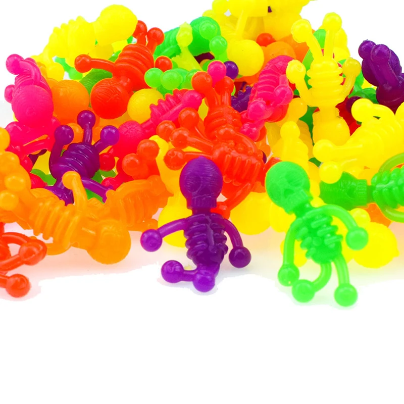 Soft Rubber Small Skeleton Zombie Model Doll Toy TPR Funny Sticky Wall Climbing Men Toys For Children Halloween Toy 10pcs