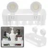 Corner Shelf With Suction Shower Rack Organizer Cup Bathroom Storage Wall Basket 1