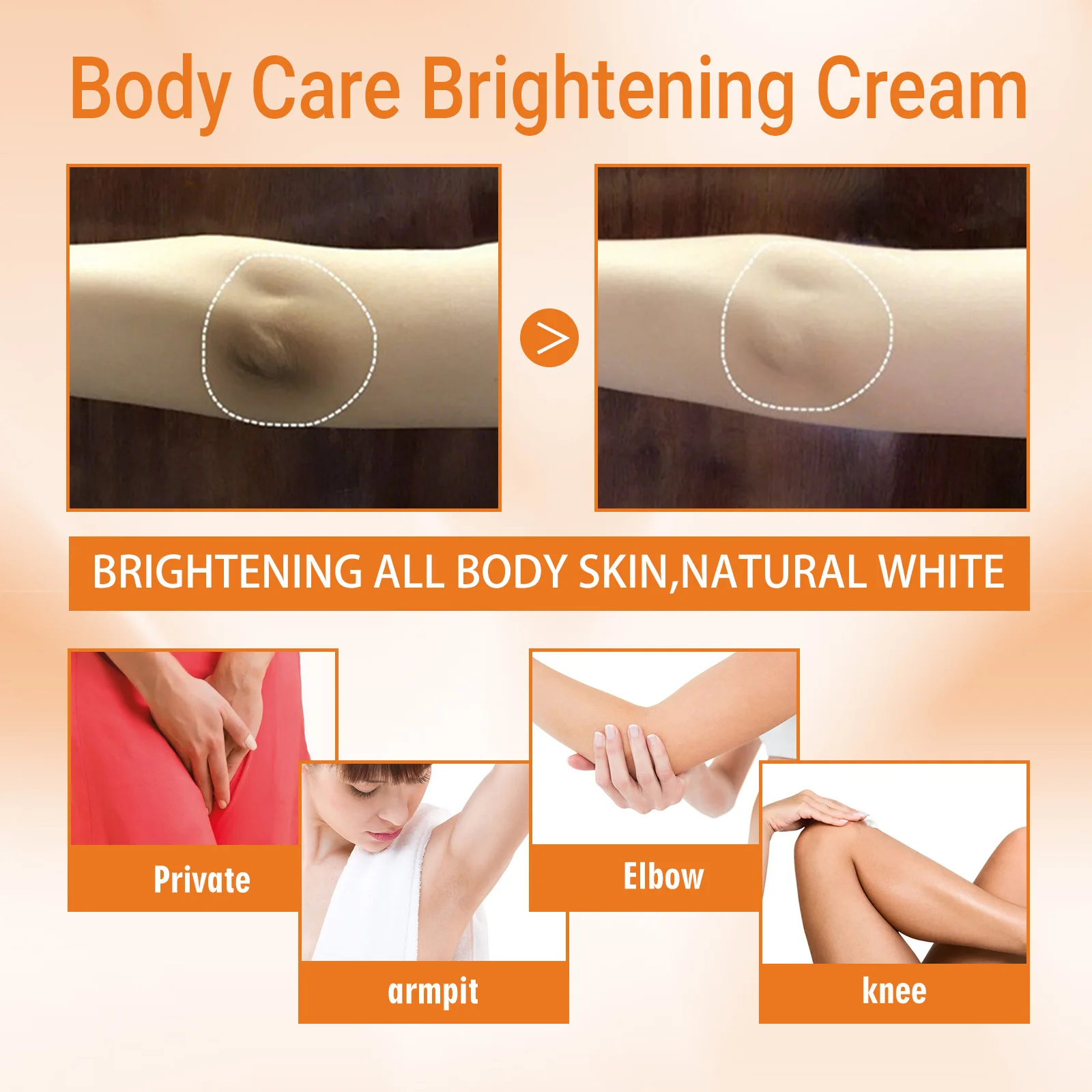 Crema corpo sbiancante Vitamina C Schiarente Melanina Ascelle Articolazioni del ginocchio Ascelle Idratante Liscia Pelle scura Lozione schiarente_voghion.com