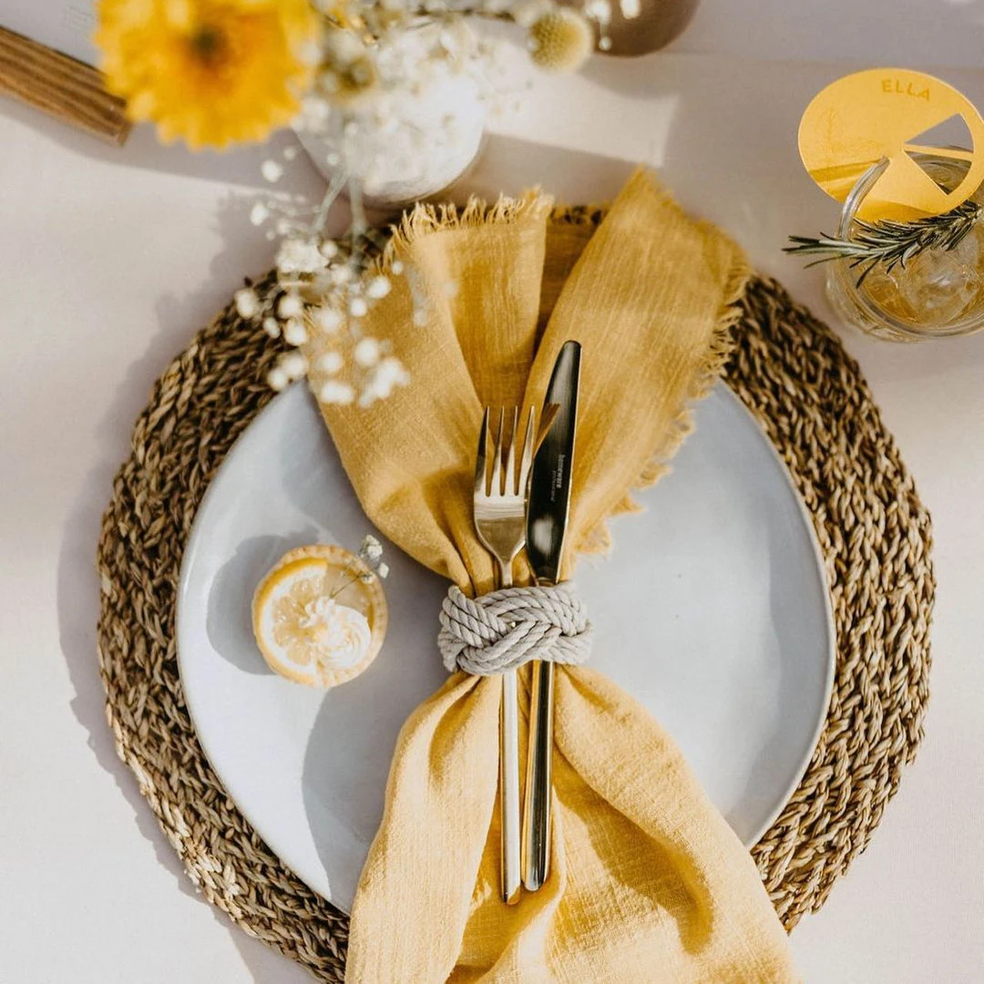 Cotton Napkins 4PCS 42x42cm Cotton Gauze Wedding Napkins Retro Table Decor