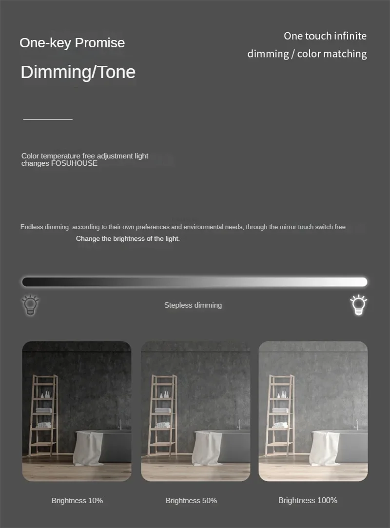 Description Picture 6 of itemNordic Wall Mounted Mirrors for Bathroom Light Luxury Smart Bathroom Mirrors Modern Aluminum Alloy Frame Wash Basin Bath Mirrors