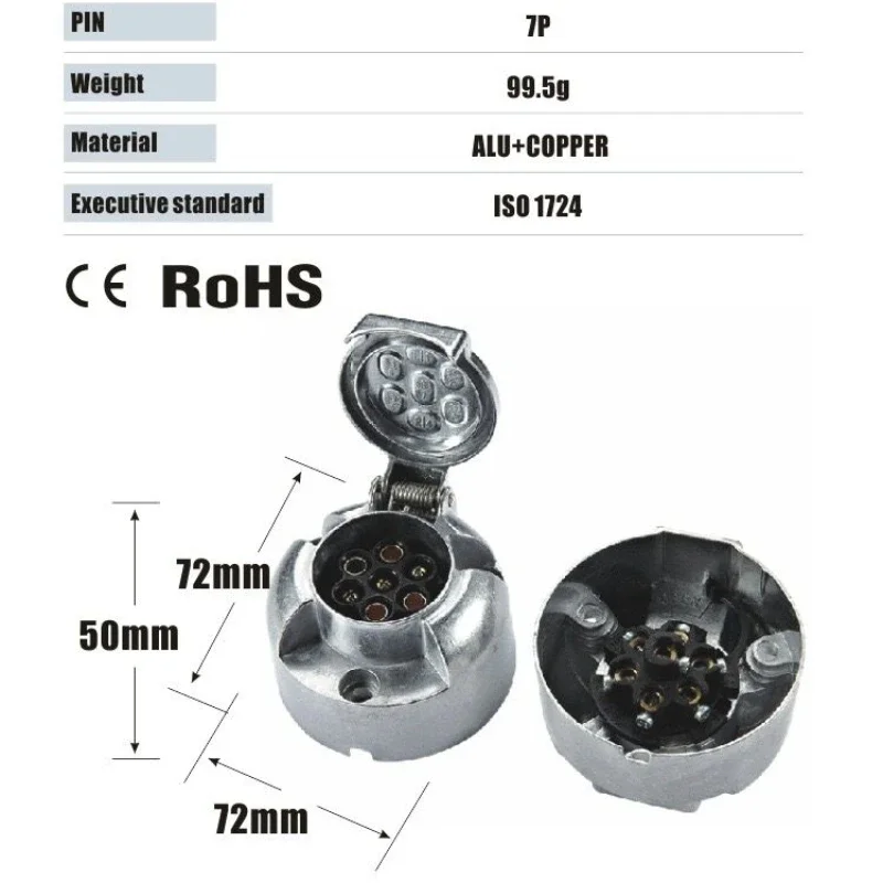 7-Pin Connector Trailer Socket Aluminium Alloy Towing 12V Round Adapter for Truck Socket Car Accessories trailer socket,trailer plug socket