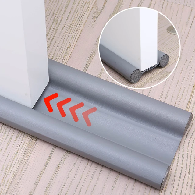 96CM Under Door Seal, Cold Protection Soundproof Door Bottom Sealing  Strip,Draft Stopper Excluder For Gap Seal-bilateral grey-96cm